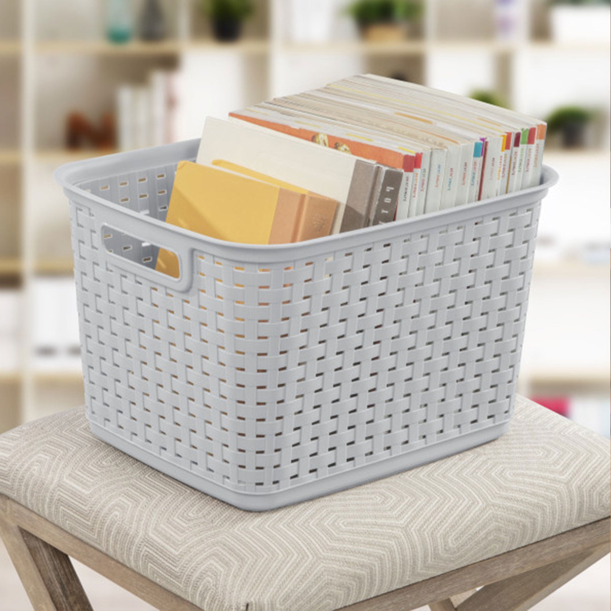 Sterilite 12736 Tall Weave Plastic Laundry Hamper Storage Basket, Gray (24 Pack)