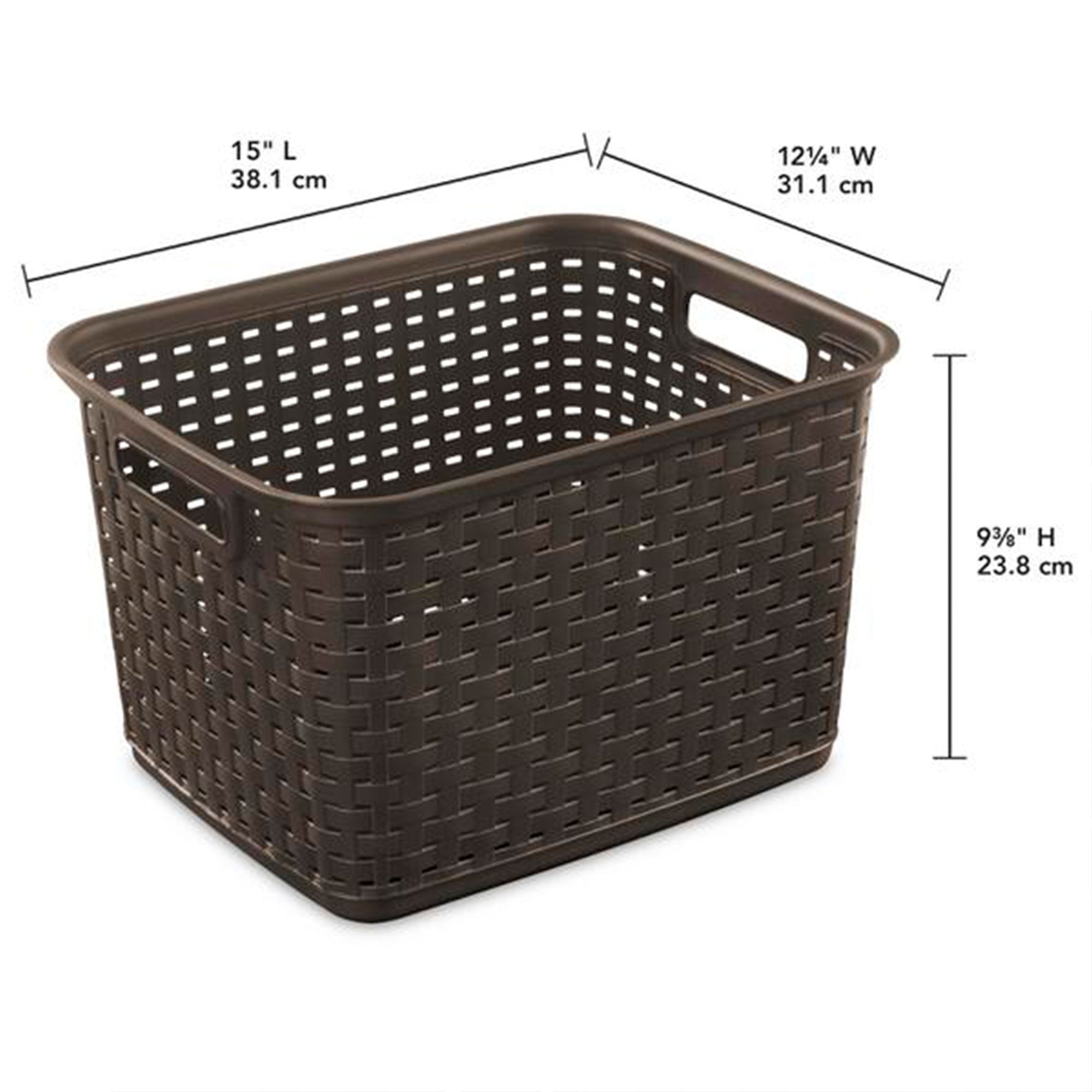 Sterilite Wicker Weave Plastic Laundry Hamper Storage Basket, Brown (18 Pack) - VMInnovations