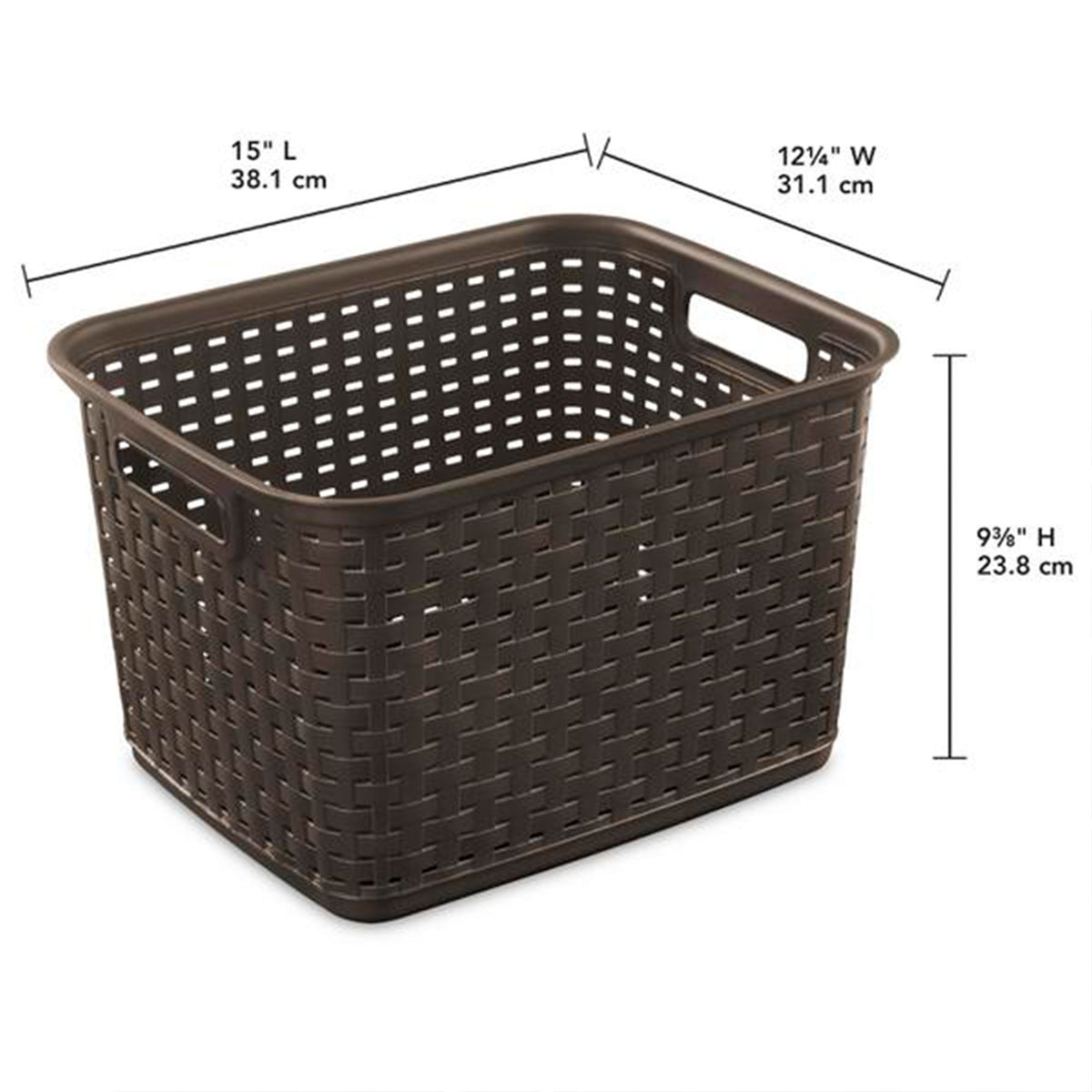 Sterilite Wicker Weave Plastic Laundry Hamper Storage Basket, Brown (18 Pack)