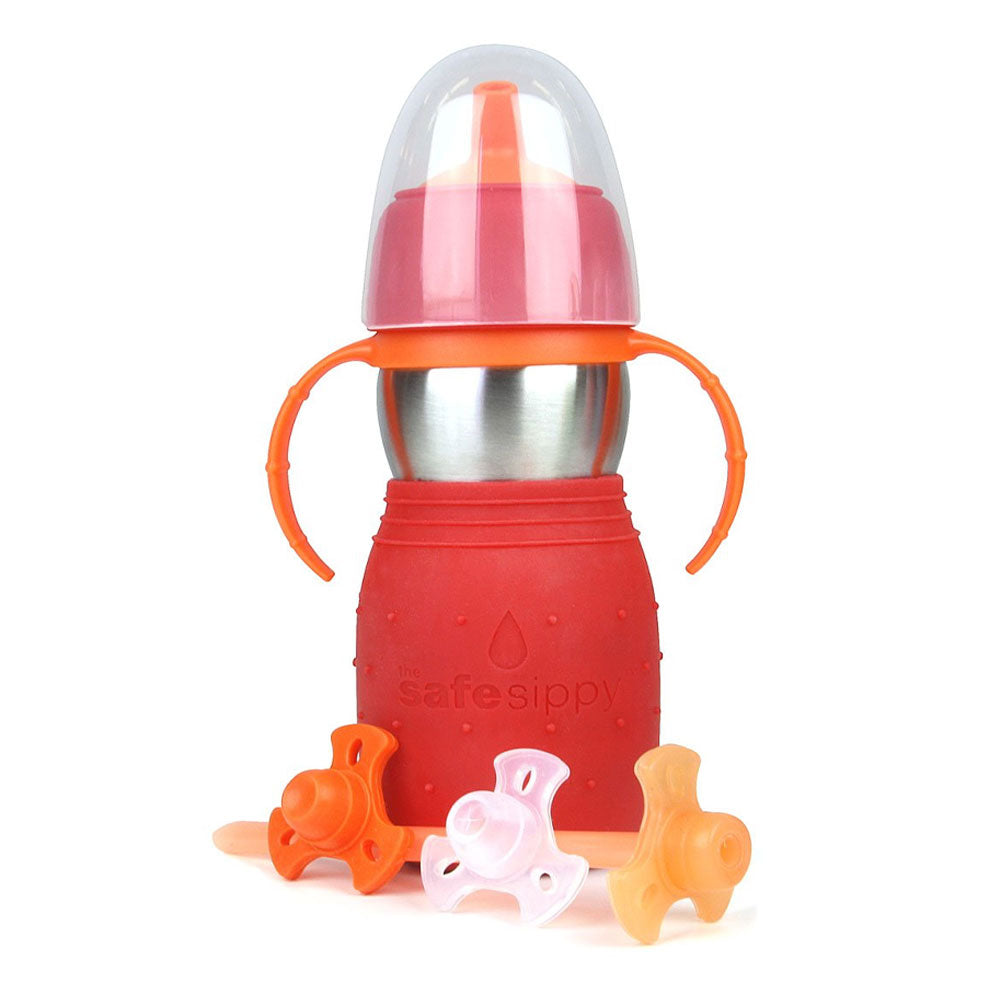 Kid Basix 894148002572 Stainless Steel Safe Sippy 2 Cup 11 Ounce Bottle, Red - VMInnovations