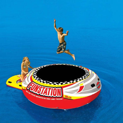 Sportsstuff Funstation 10' PVC Inflatable Water Trampoline Kids Jump Bouncer