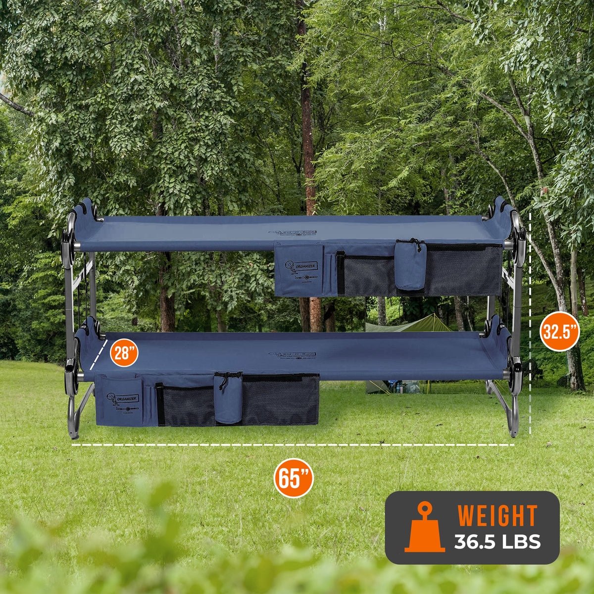 Disc-O-Bed XL Cam-O-Bunk and Youth Kid-O-Bunk Benchable Double Cot (2 Pack)