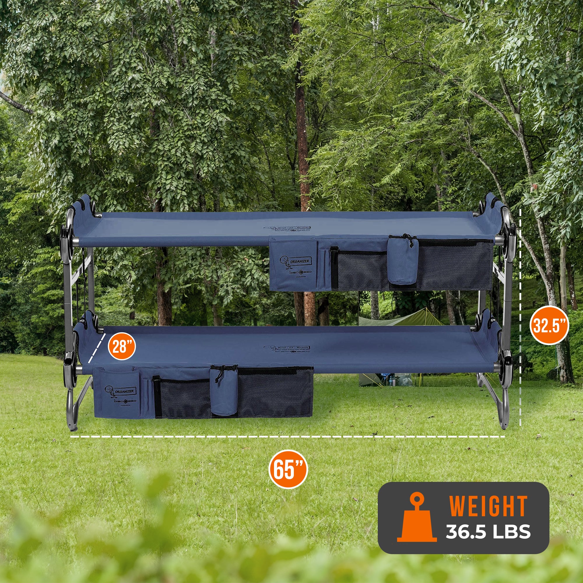 Disc-O-Bed XL Cam-O-Bunk and Youth Kid-O-Bunk Benchable Double Cot (2 Pack)