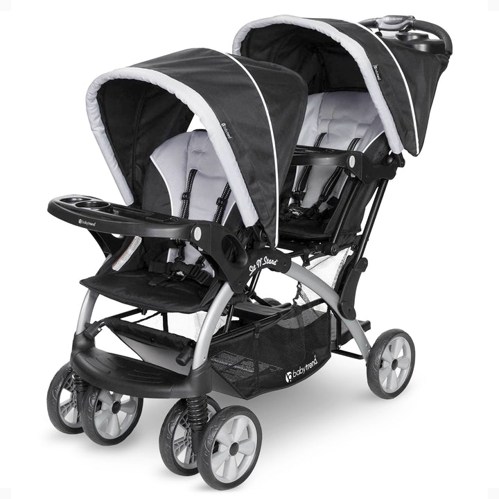 Baby Trend Sit N' Stand Easy Fold Travel Toddler & Baby Double Stroller, Stormy - VMInnovations