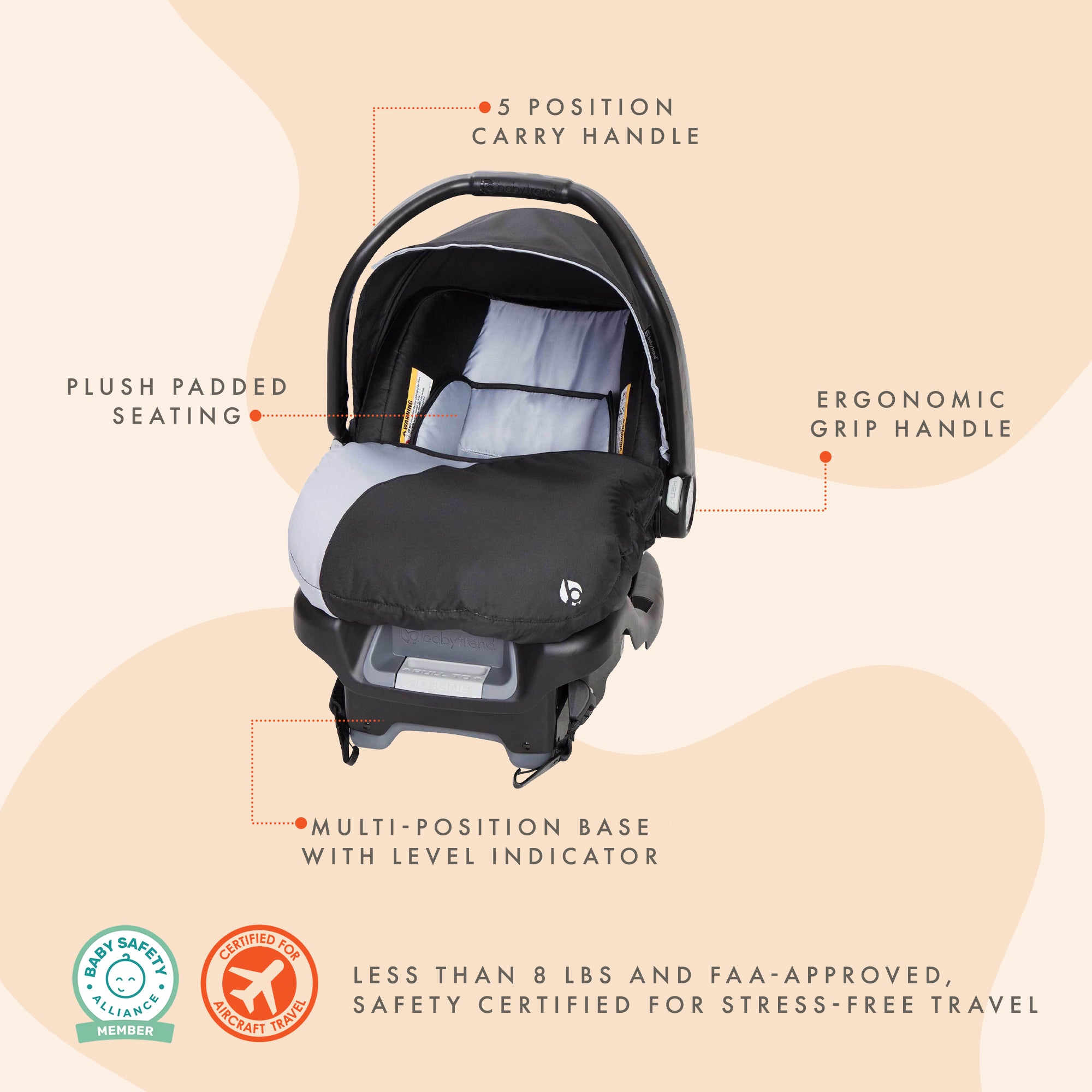 Baby Trend Ally Newborn Baby Infant Car Seat Travel System with Cover, Stormy - VMInnovations