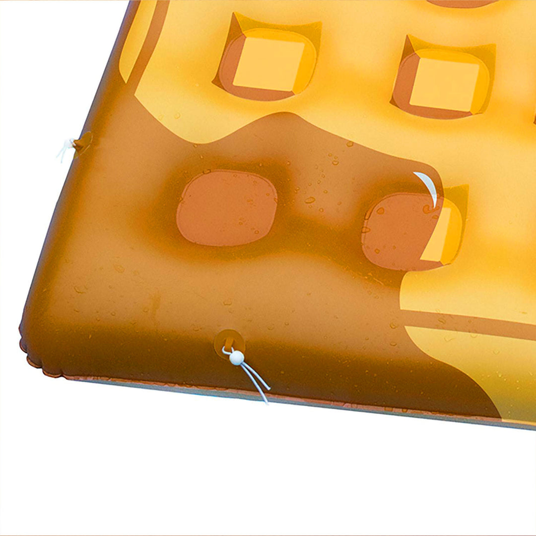 Swimline Giant Inflatable Waffle Slice Swimming Pool Floating Water Raft Lounger - VMInnovations