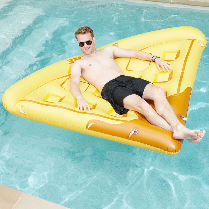 Swimline Giant Inflatable Waffle Slice Swimming Pool Floating Water Raft Lounger - VMInnovations