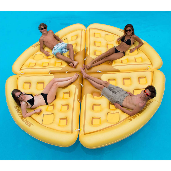 Swimline Giant Inflatable Waffle Slice Swimming Pool Floating Water Raft Lounger - VMInnovations