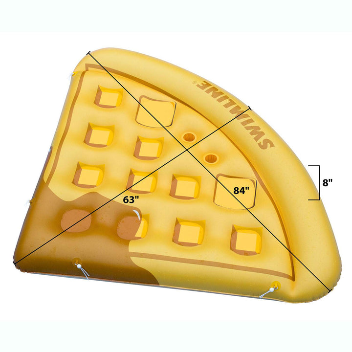 Swimline Giant Inflatable Waffle Slice Swimming Pool Floating Water Raft Lounger - VMInnovations