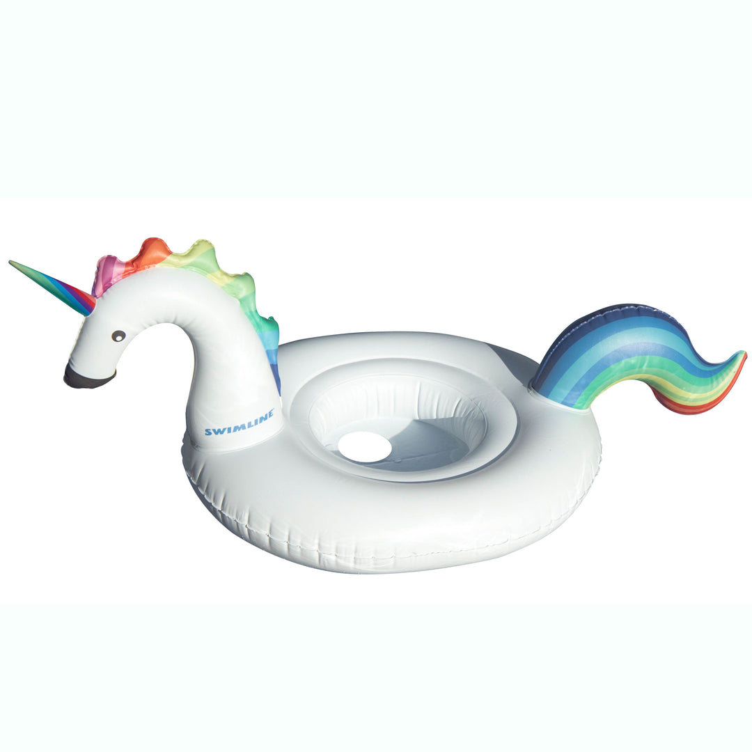 Swimline Inflatable Unicorn Swimming Pool or Lake Floating Water Lounger, White - VMInnovations