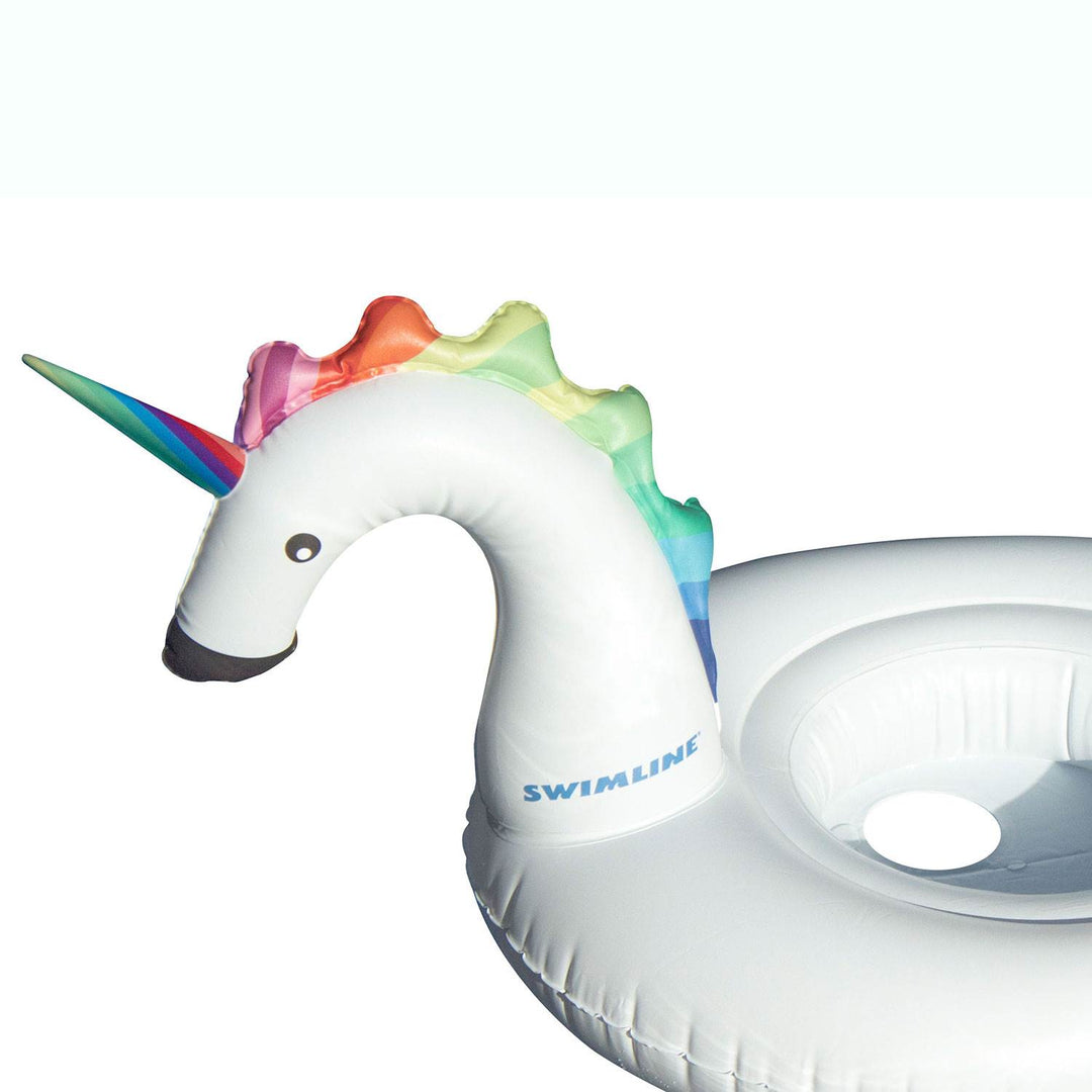 Swimline Inflatable Unicorn Swimming Pool or Lake Floating Water Lounger, White - VMInnovations