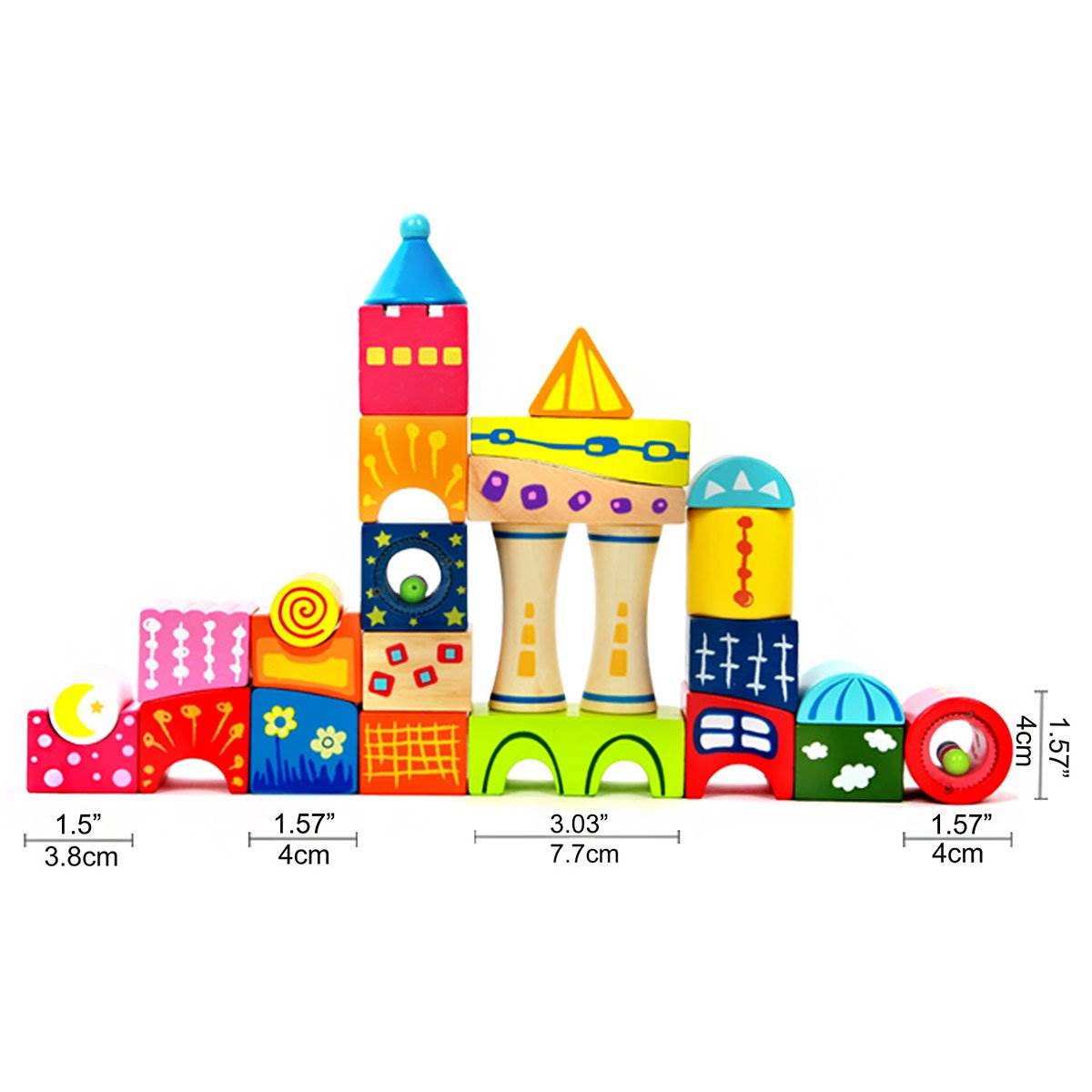 Hape Kids 26 Piece Fantasia Stacking Wooden Blocks Fantasy Castle Toy (Open Box)