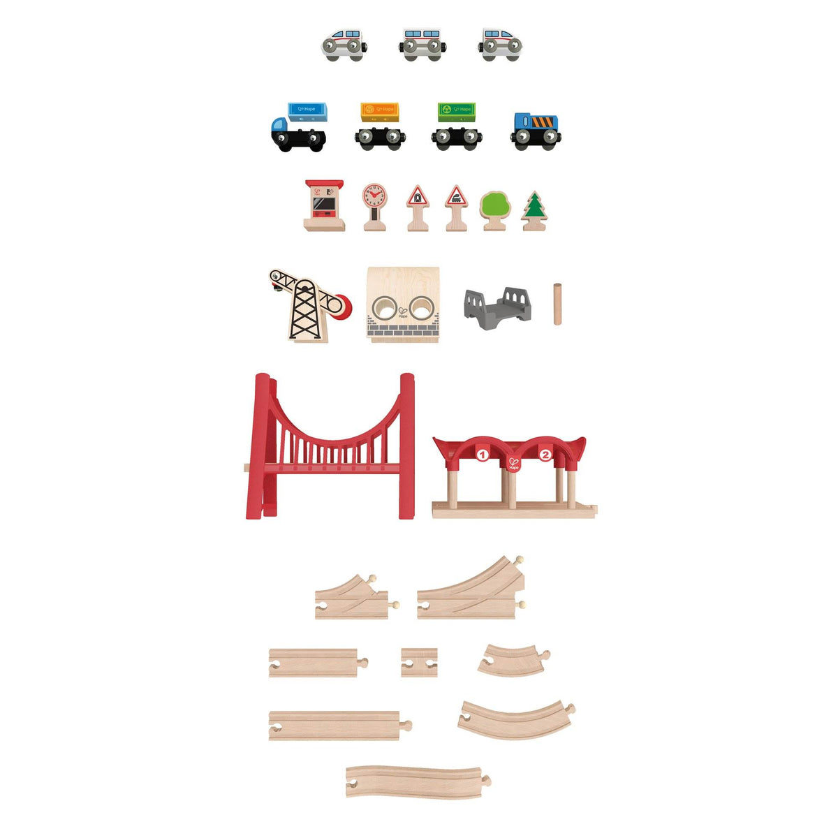 Hape E3712 Double Loop Railway Kids Wooden Train Set Track & Bridges (Open Box)