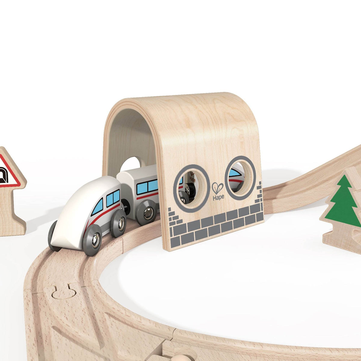 Hape E3712 Double Loop Railway Kids Wooden Train Set Track & Bridges (Open Box)