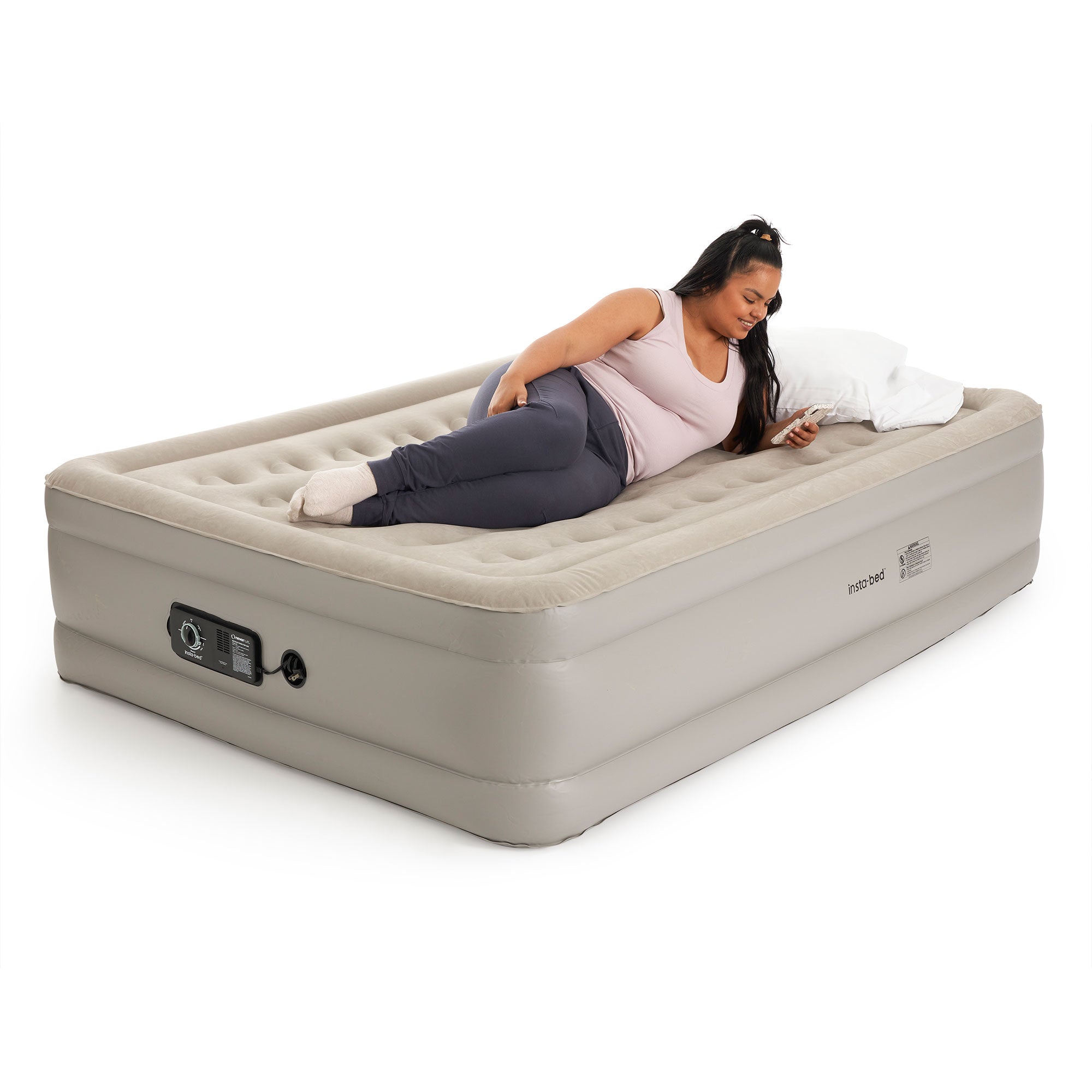 Insta-Bed Raised 19 Inch Queen Airbed Air Mattress with Built In neverFlat Pump (Damaged)