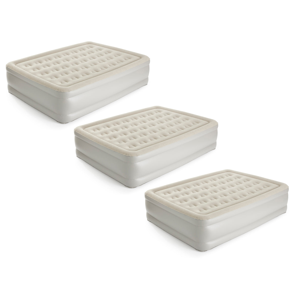 Insta-Bed Raised 19 Inch Queen Airbed Air Mattress w/ Built In Pump (3 Pack)