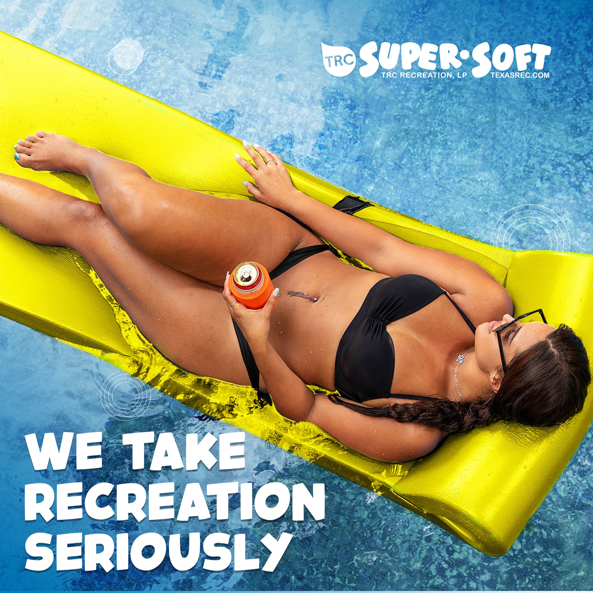 TRC Recreation 1.75" Thick Foam Lounger Swimming Pool Float, Yellow (Used) - VMInnovations