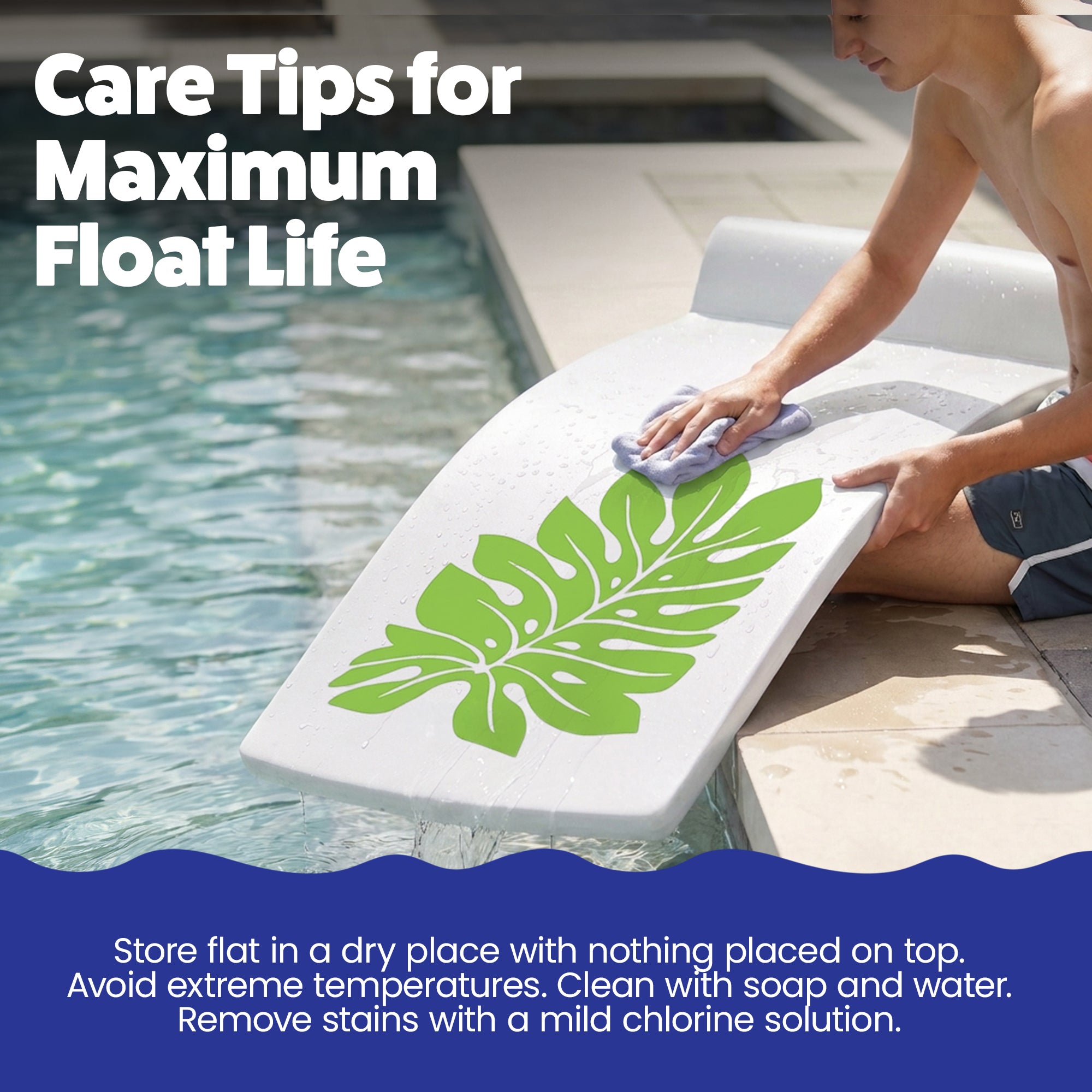 TRC Recreation Sunsation 1.75" Thick Foam Lounger Raft Pool Float, Green Leaf
