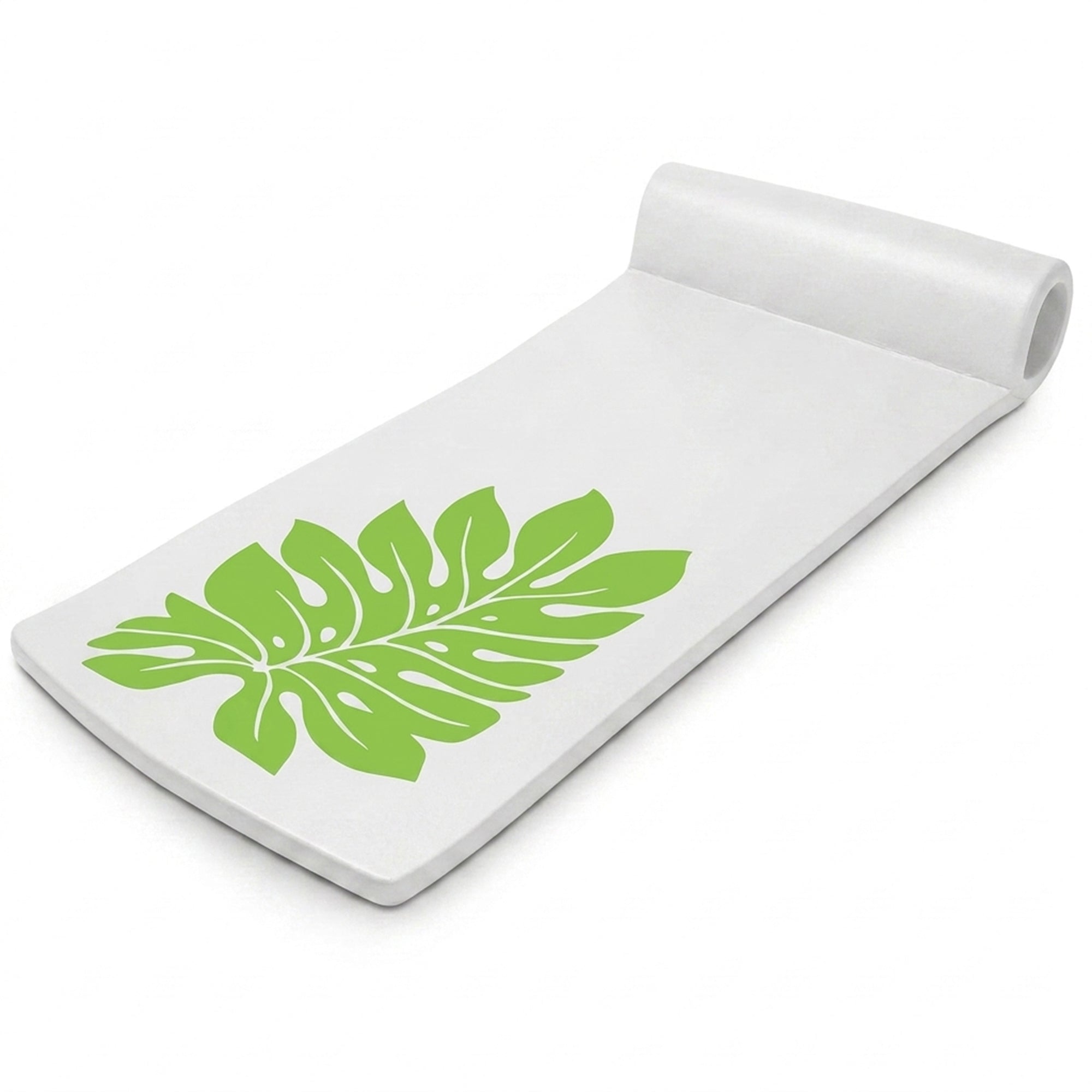 TRC Recreation Sunsation 1.75" Thick Foam Lounger Raft Pool Float, Green Leaf