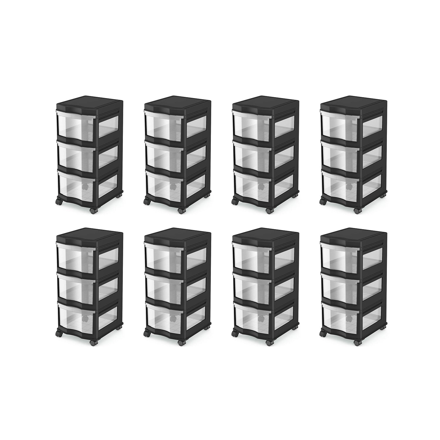 Life Story Classic 3 Shelf Storage Organizer Plastic Drawers, Black (8 Pack) - VMInnovations