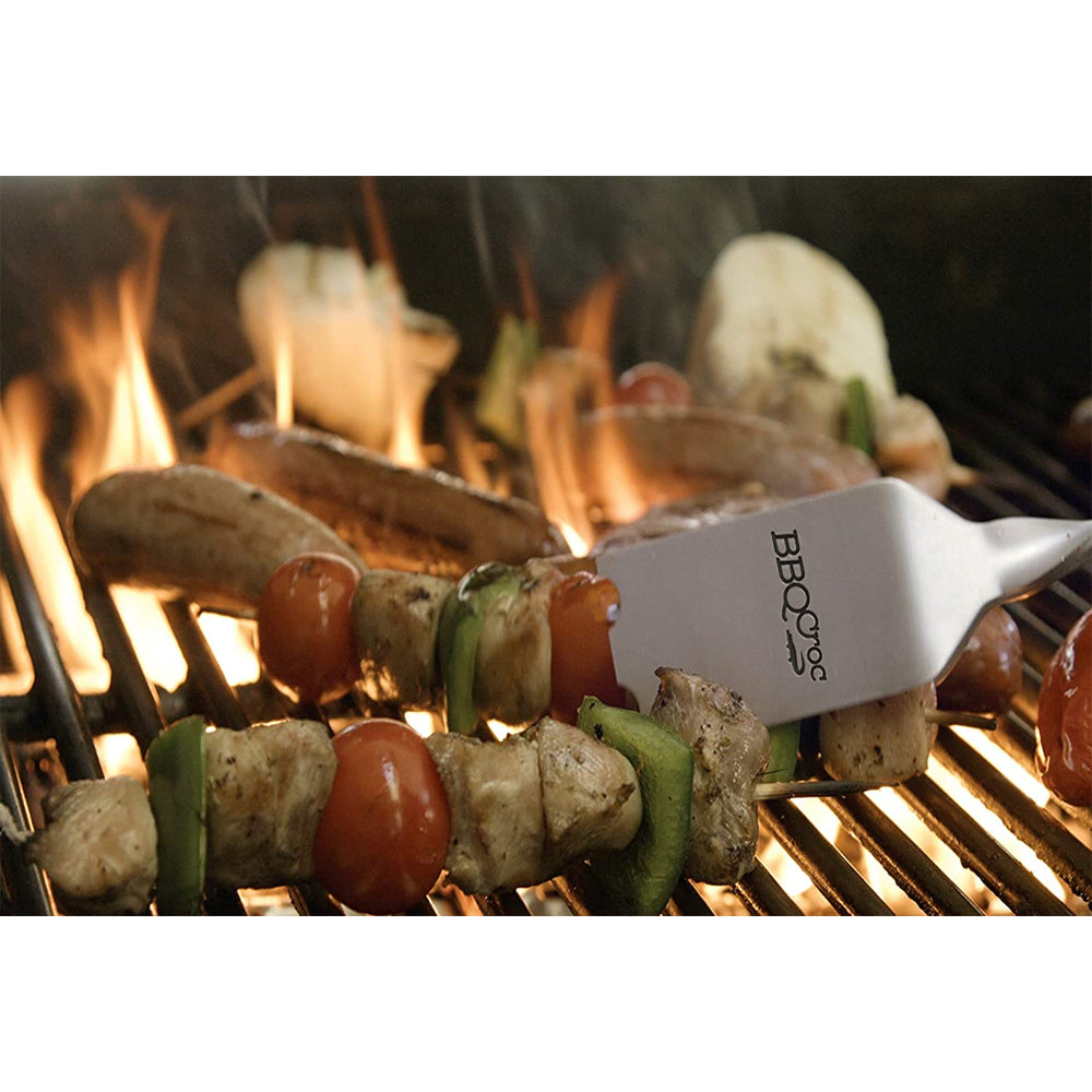 BBQCroc 3 in 1 Barbecue Tool 21 Inch Lightweight Tongs, Spatula, & Grill Scraper