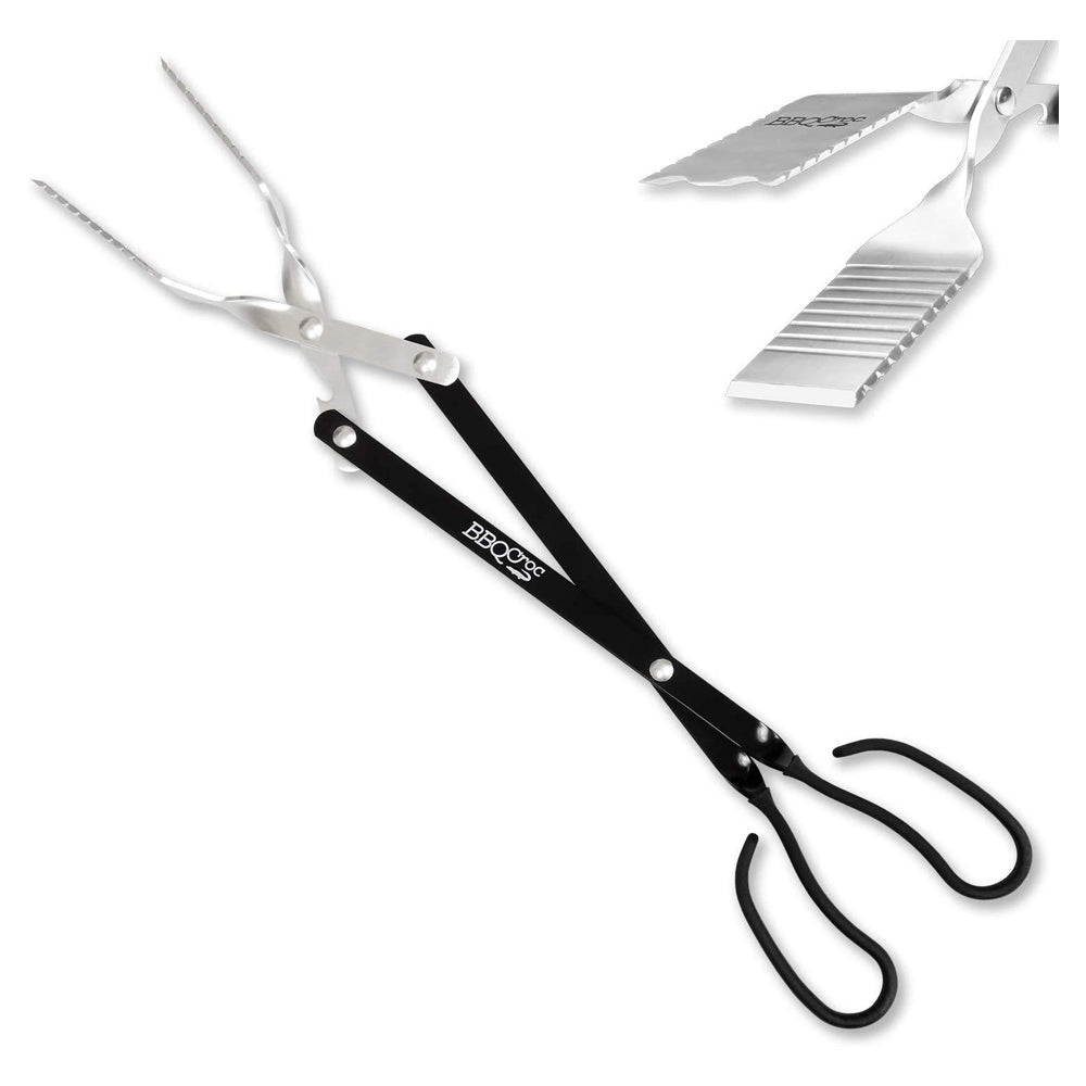 BBQCroc 3 in 1 Barbecue Tool 21 Inch Lightweight Tongs, Spatula, & Grill Scraper