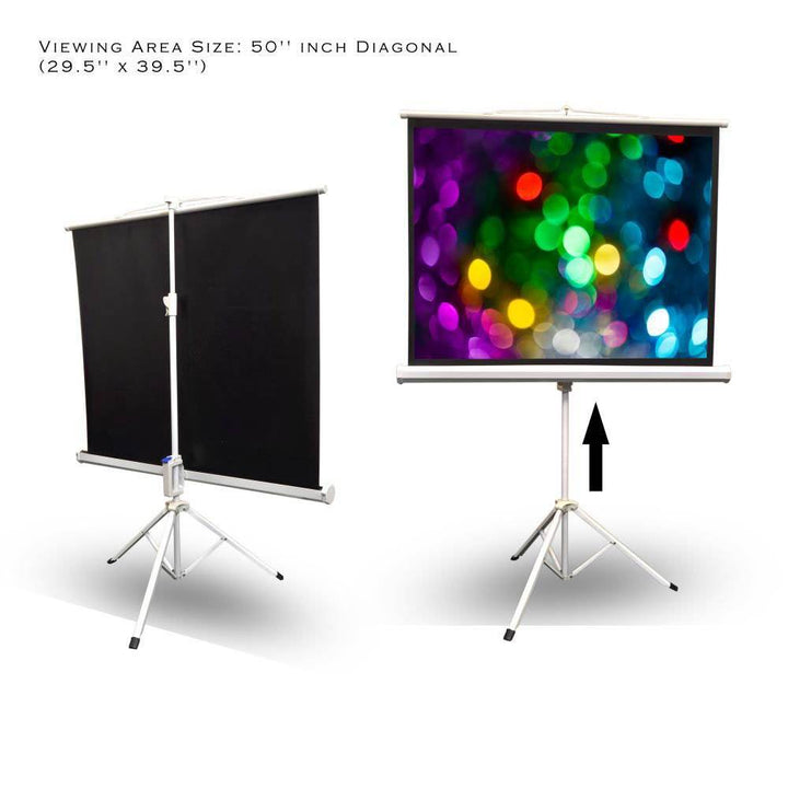 Pyle 50 Inch Fold Out Roll Up Video Projector Viewing Display Screen w/ Stand - VMInnovations