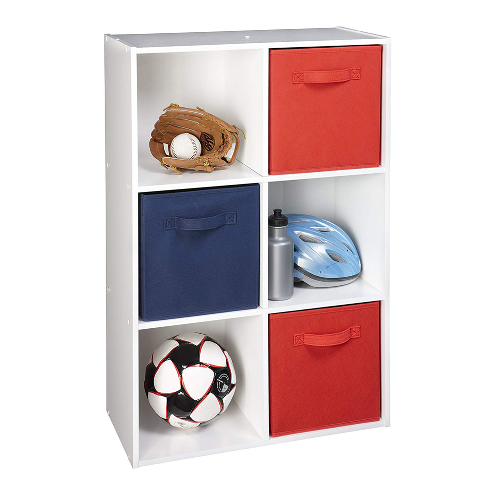 Closetmaid White Home 6 Cube Cubical Storage Organizer with Fabric Bins (6 Pack) - VMInnovations