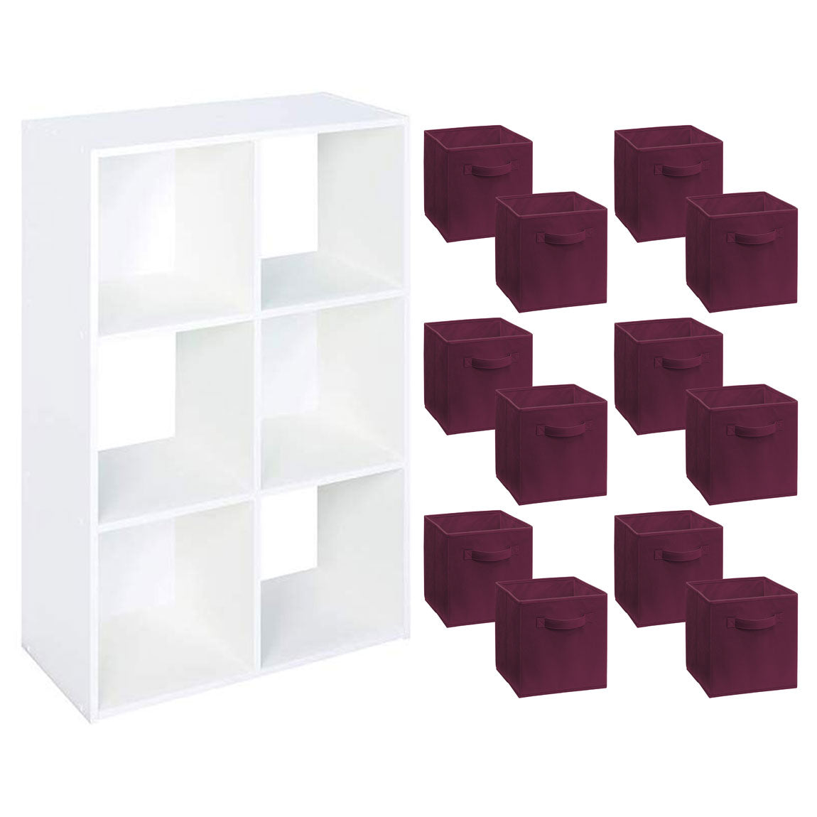 Closetmaid Home 6 Cube Cubical Storage Organizer with Fabric Bins (12 Pack)