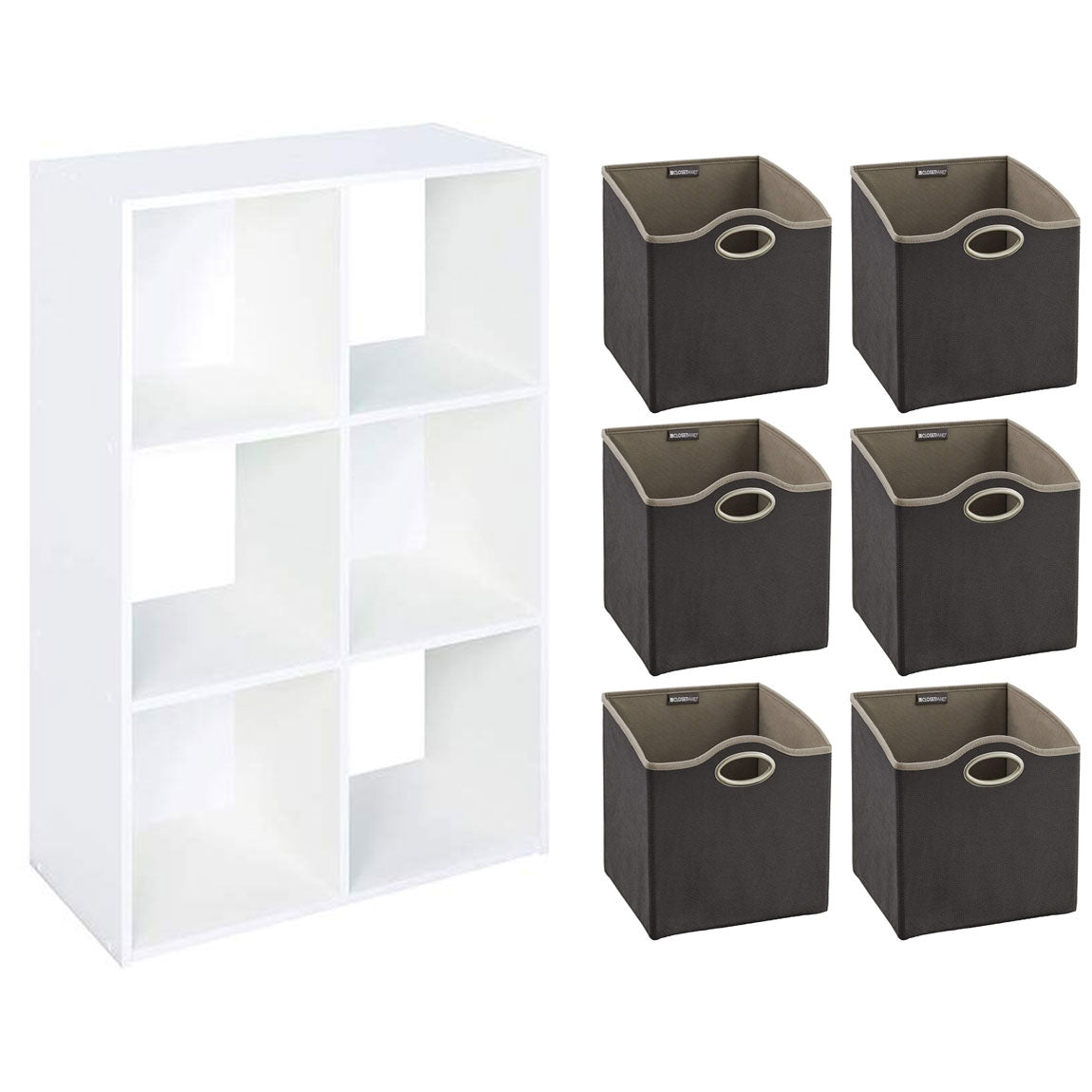 Closetmaid Home 6 Cube Cubical Storage Organizer with Fabric Bins (6 Pack)