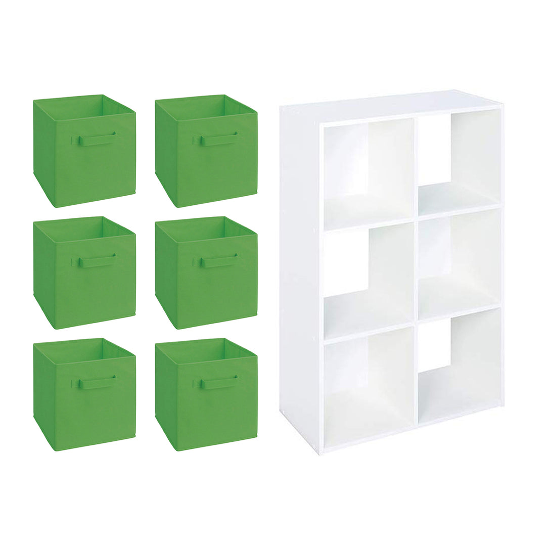 Closetmaid White Home 6 Cube Cubical Storage Organizer with Fabric Bins (6 Pack) - VMInnovations