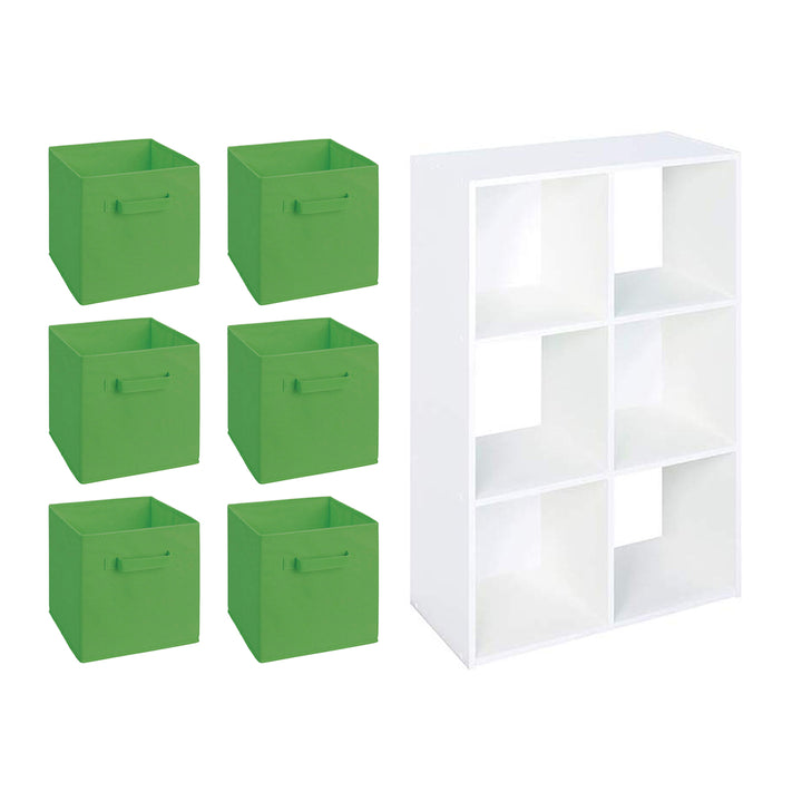 Closetmaid White Home 6 Cube Cubical Storage Organizer with Fabric Bins (6 Pack) - VMInnovations