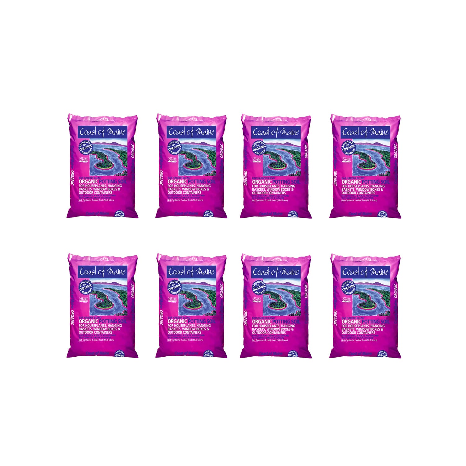 Coast of Maine Bar Harbor Blend Organic Potting Soil, 2 Cubic Feet (8 Pack)