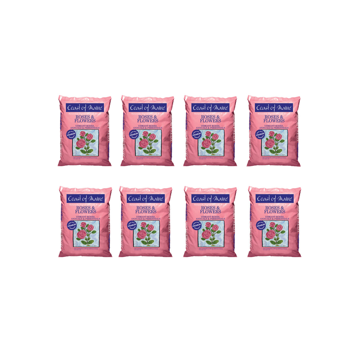 Coast of Maine Organic Potting Soil for Roses and Flowers, 20 Quart Bag (8 Pack)