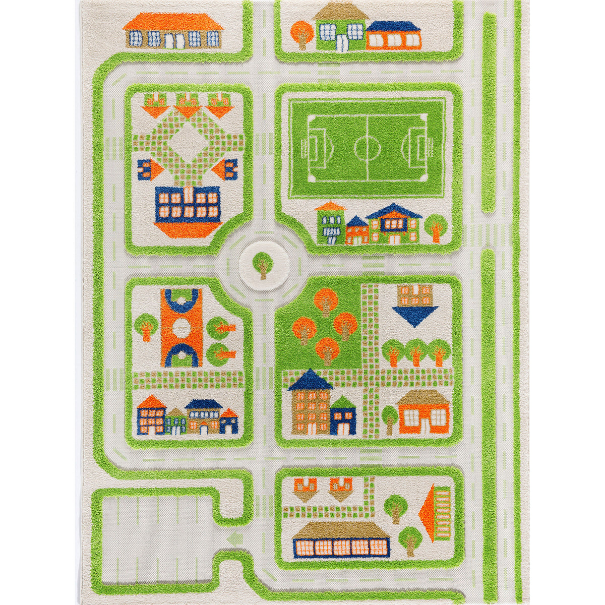 IVI 3D Play Carpet 71 x 52.5-inch Green Traffic Floor Rug Mat for Kids, Large - VMInnovations
