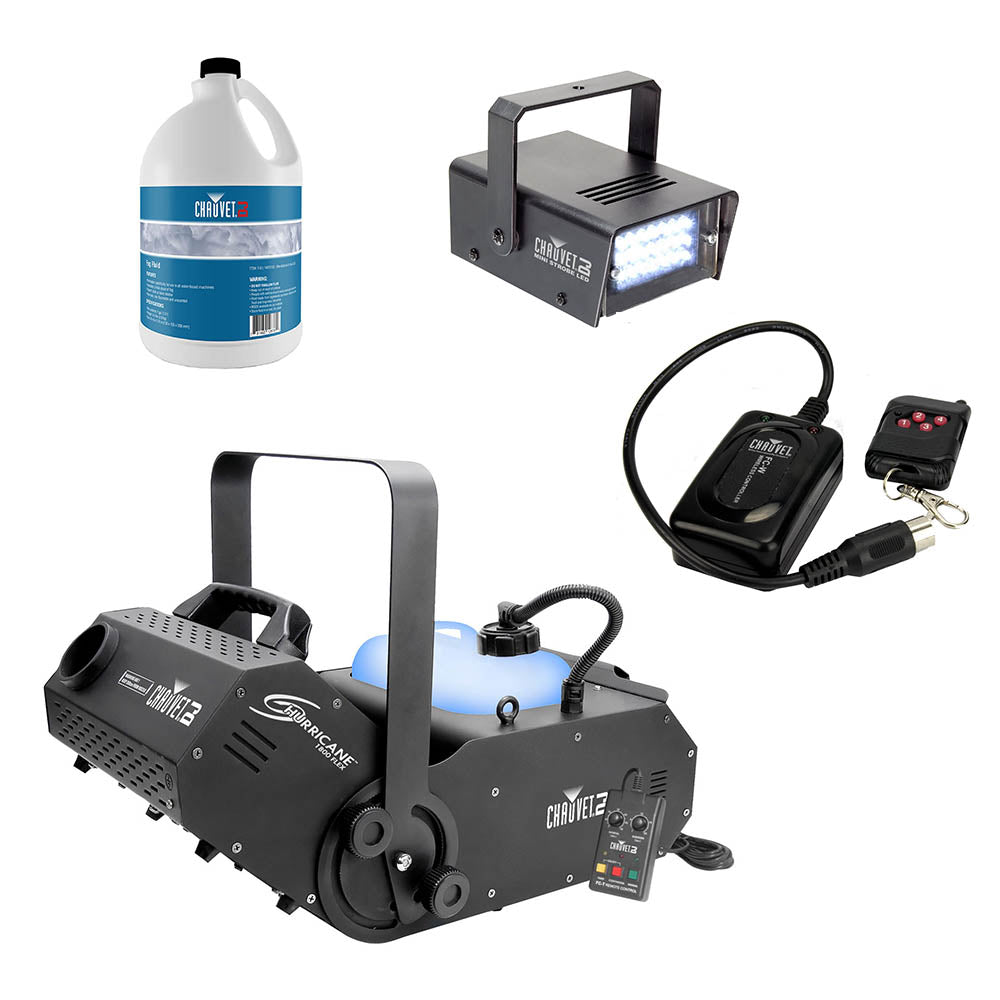 Chauvet DJ Hurricane Flex Fog Machine w/ Fog Juice, Wireless Remote,Strobe Light
