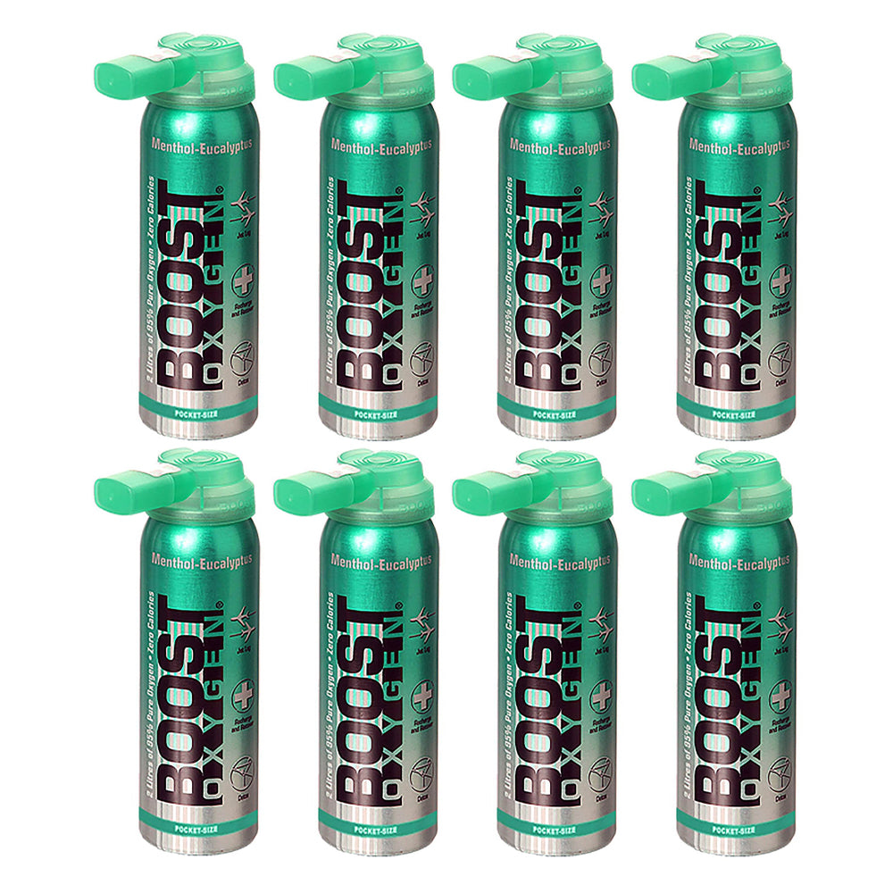 Boost Oxygen Canned 2-Liter Natural Oxygen Canister, Menthol Eucalyptus (8 Pack)
