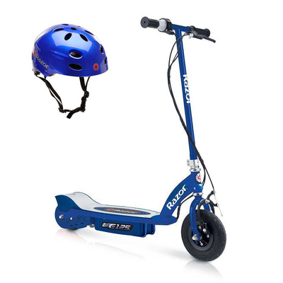 Razor 10 MPH Rechargeable Kids Electric Scooter and BlueRazor V17 Safety Helmet