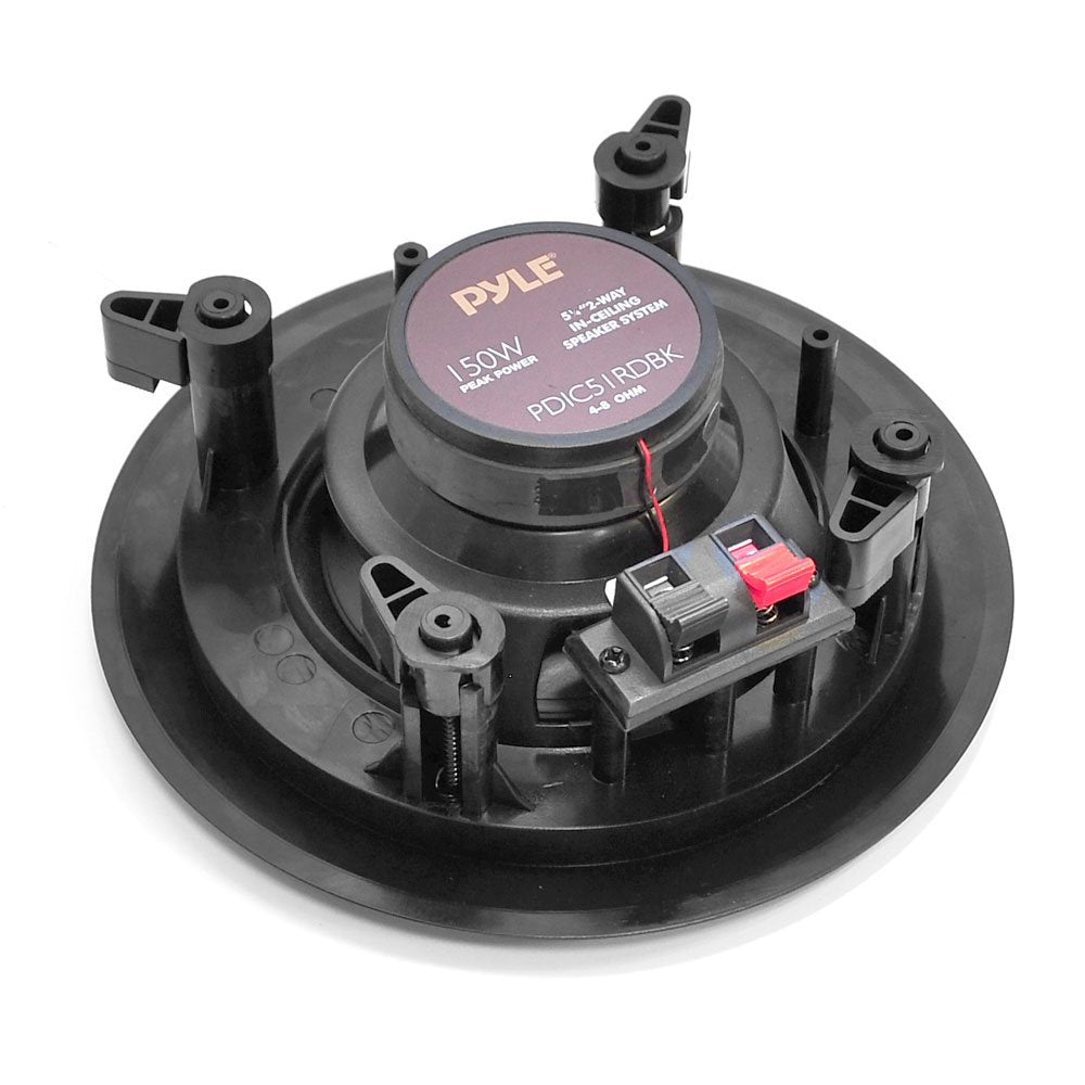 Pyle 250 Watt 8 Inch Flush 2 Way In-Wall or In-Ceiling Black Speakers, 2 Pack