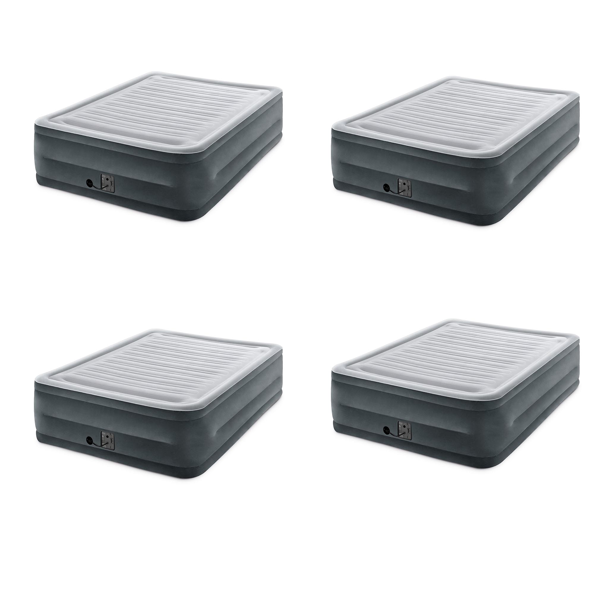 Intex High Rise Dura Beam Air Bed Mattress w/ Built-In Pump, Queen (4 Pack)