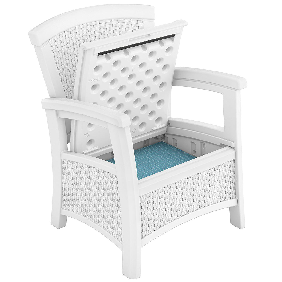 Suncast Patio Coffee Table, Loveseat w/ Storage, Club Chair w/ Storage (2 Pack)