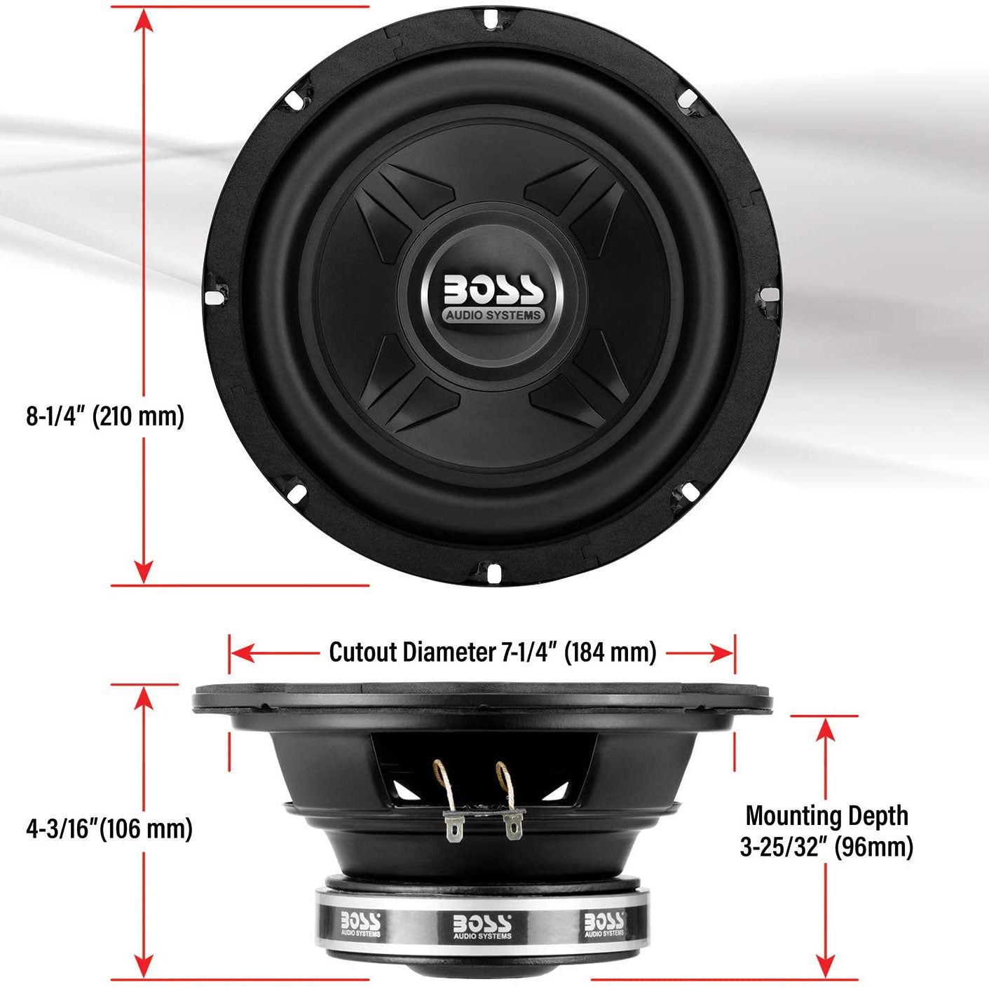 BOSS Audio Systems 600-Watt 8-Inch Car Subwoofer Audio Speaker, Single (4 Pack)