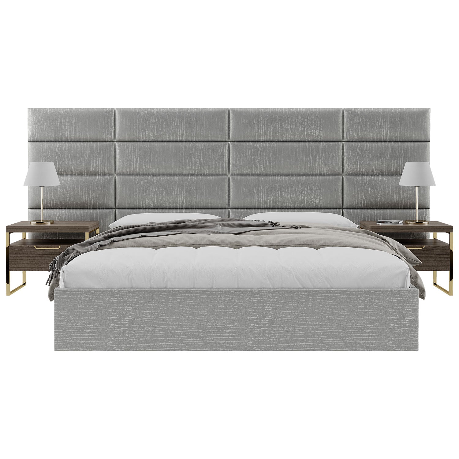 Vant 39 x 46" Floating Upholstered Décor Wall Panels, Metallic Silver (4 Pack)