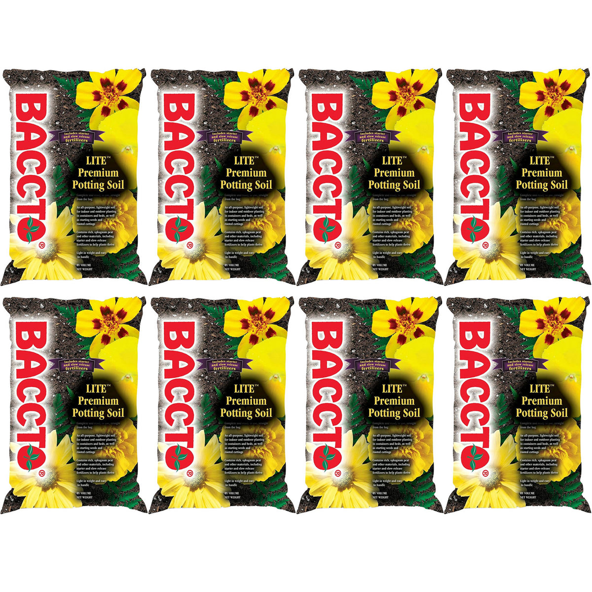 Michigan Peat 1420 Baccto Lite Premium Potting Soil, 20 Quart Bag (8 Pack)