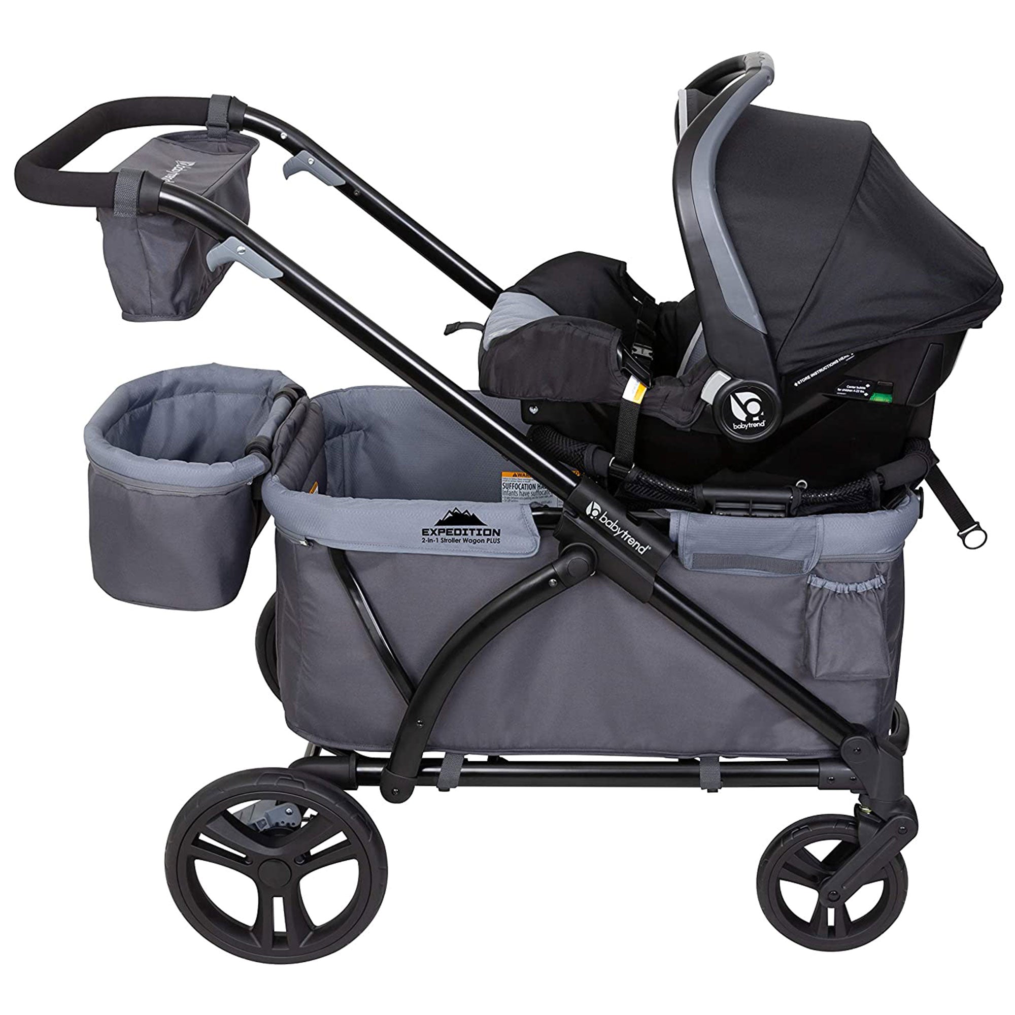 Baby Trend Expedition 2 in 1 Push or Pull Stroller Wagon Plus w/ Canopy, Black