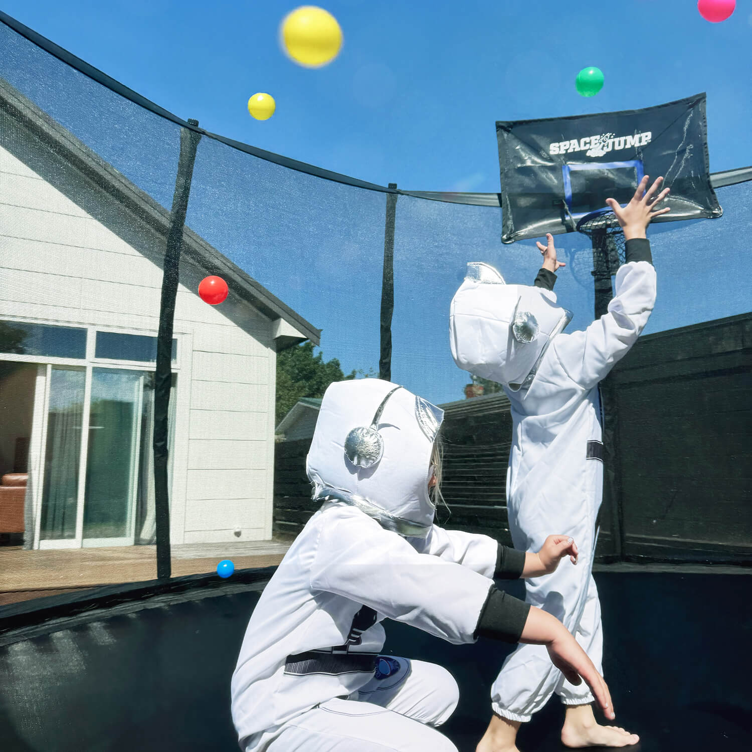 SpaceJump Astro 14' Round Outdoor Trampoline with Safety Net & Eclipse Sun Shade