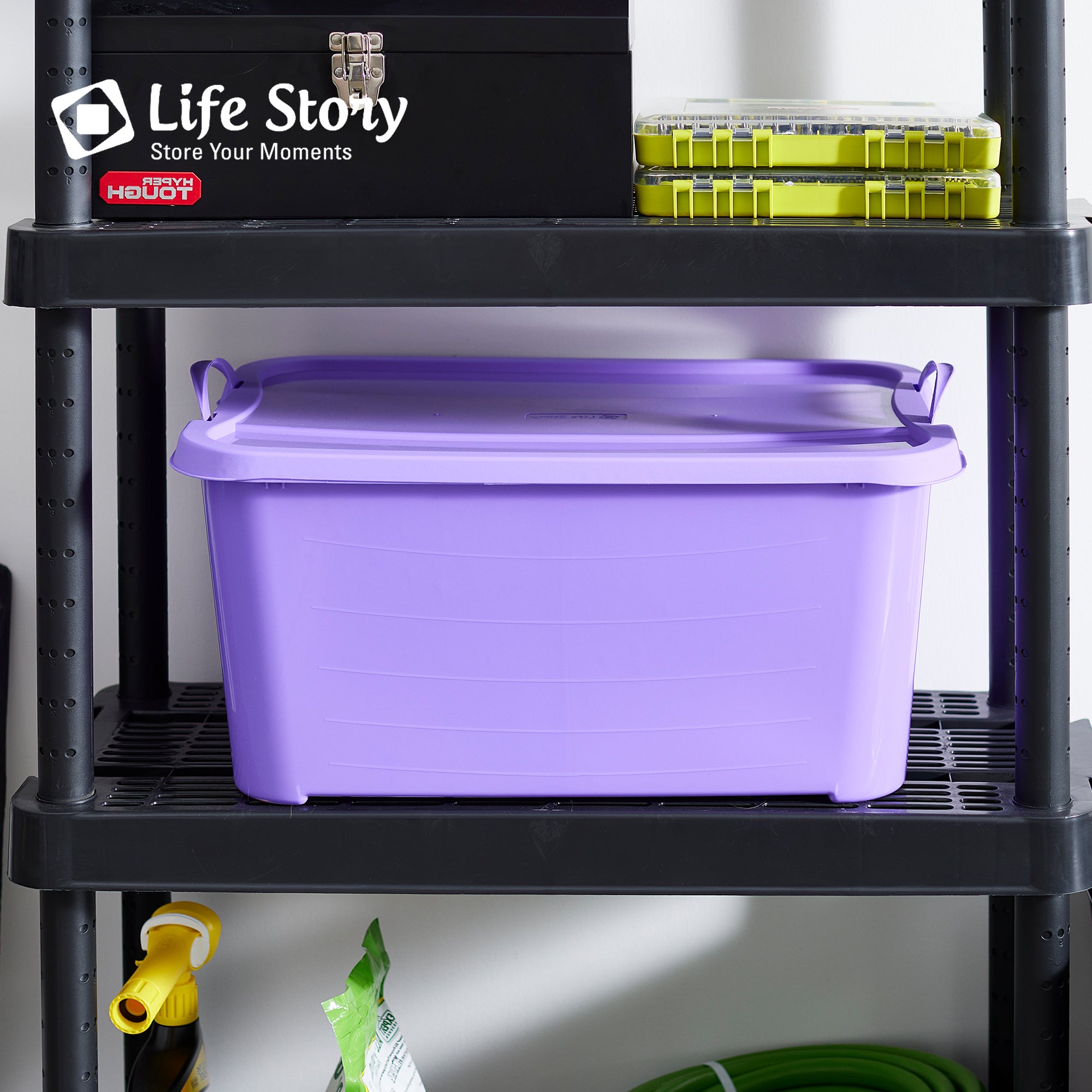 Life Story 55 Quart Stackable Storage Bin, Light Duty Container, Purple, 6 Pack