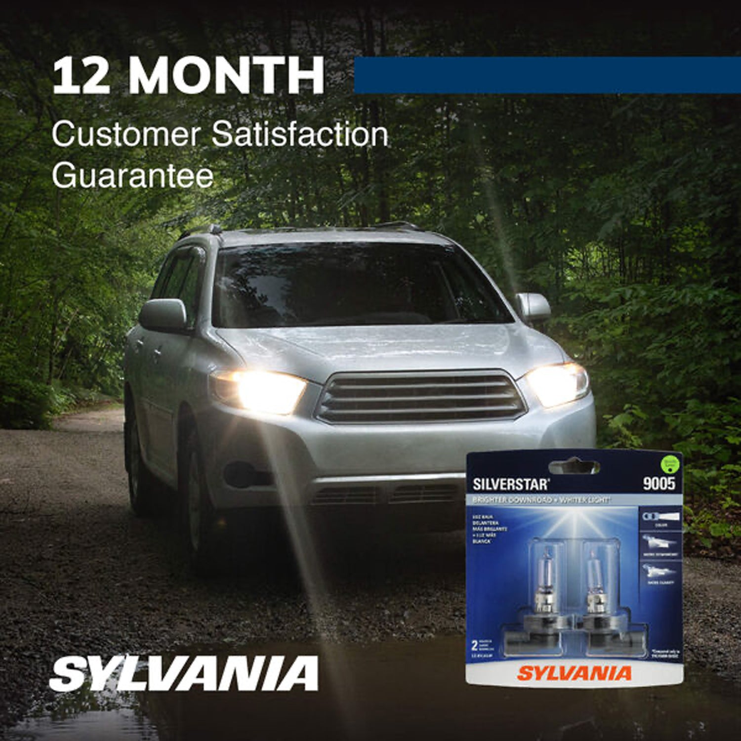 Sylvania 9005 SilverStar High Performance Halogen Headlight Bulbs White (2 Pack)