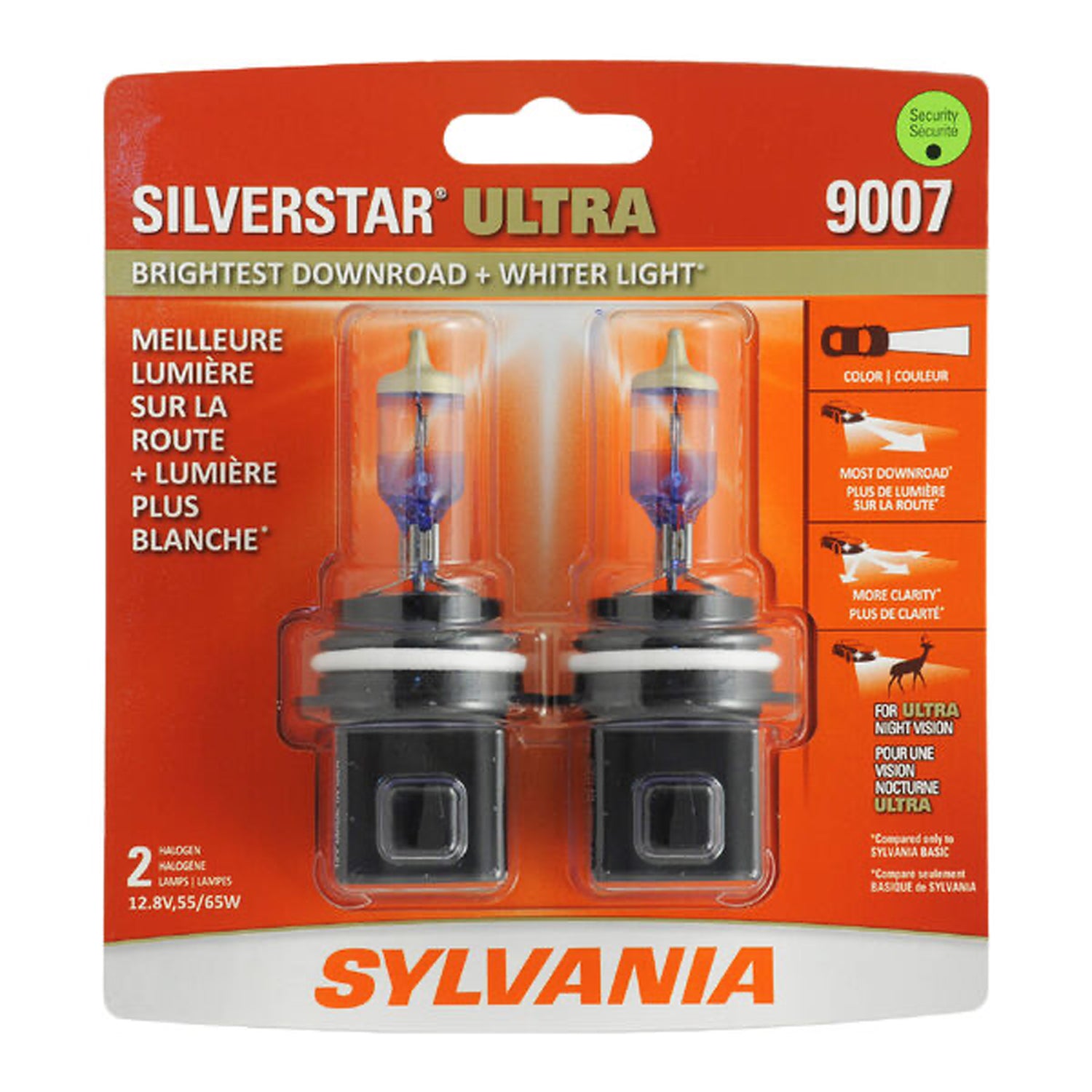 Sylvania 9007 SilverStar ULTRA Halogen High Performance Headlight Bulbs (2 Pack)