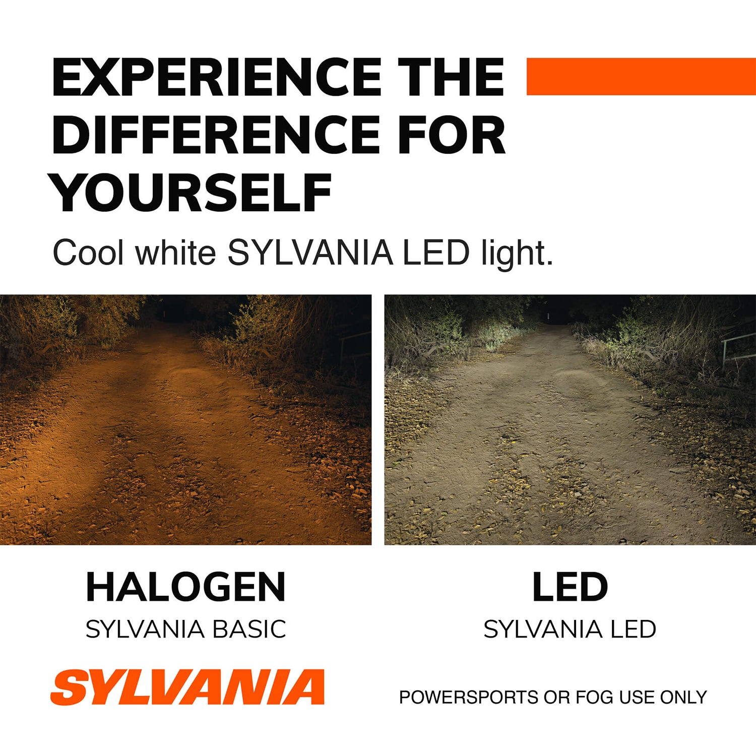 Sylvania LED Powersport Headlight Bulbs for Off-Road Use or Fog Lights - 2 Pk